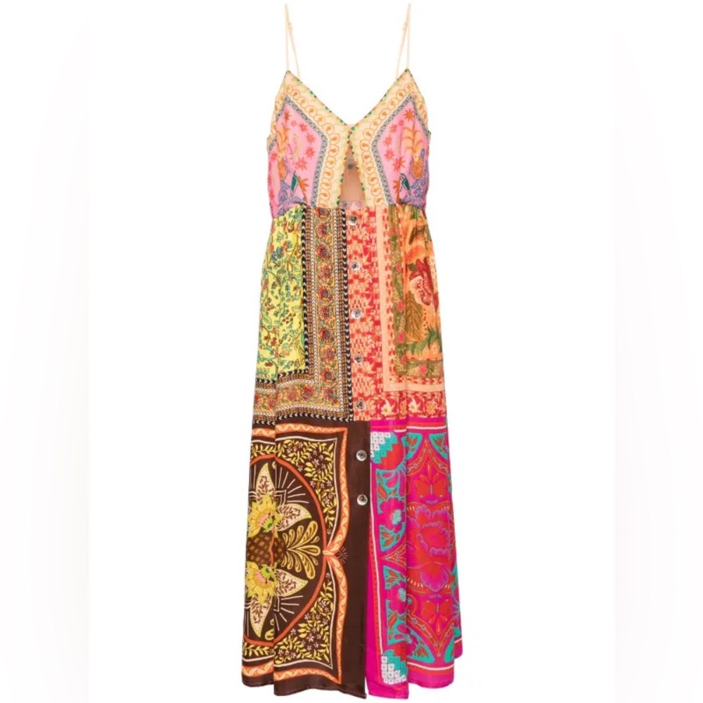 FARM Rio Mixed Scarves-print midi dress, Size Medium, $245 - Picture 4 of 13